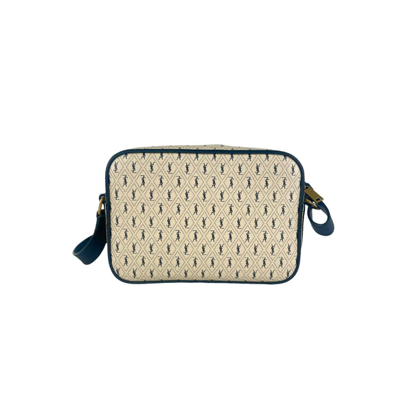 SAINT LAURENT Canvas Monogram All Over Camera Bag Beige 1145926