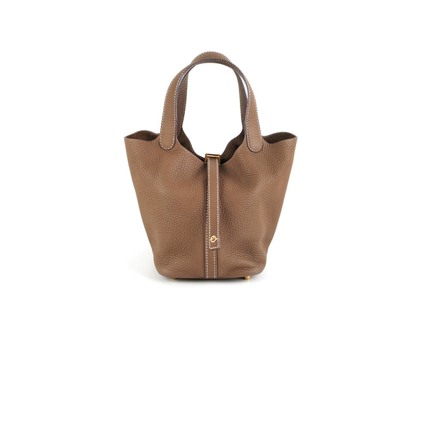Hermes Etoupe Clemence Picotin 18 PM Bag – The Closet