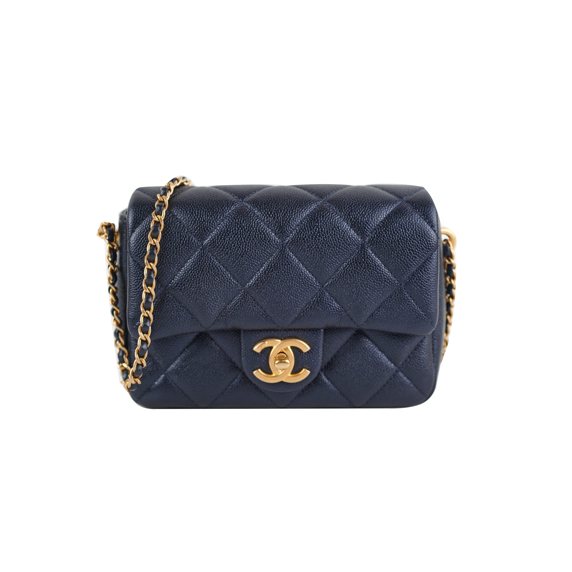 Chanel Perfect Mini Classic Flap Iridescent Navy THE PURSE AFFAIR