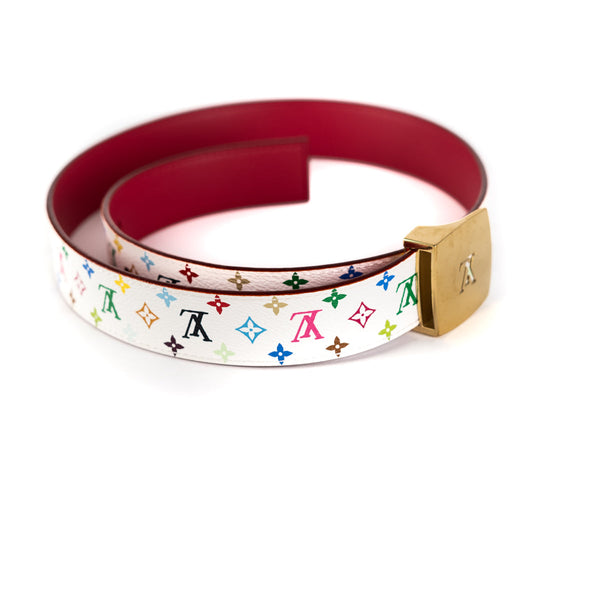 LOUIS VUITTON Monogram Multicolor Belt 80/32 38.2 White M9272 LV