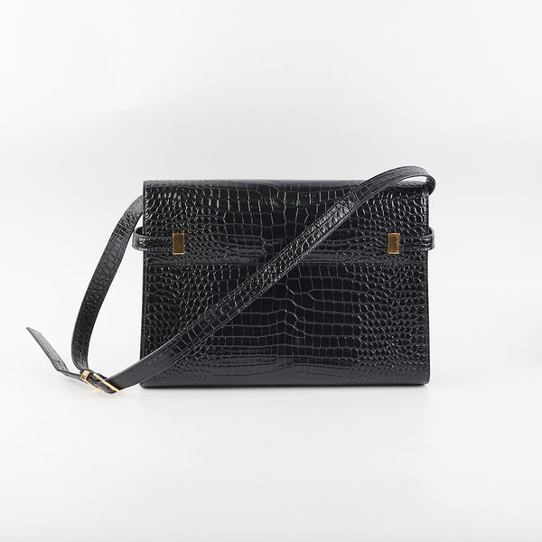 AMARA Bag Crocodile Black/Black Structured Shoulder Bag