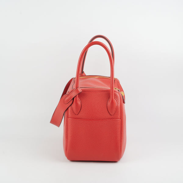 Hermes Lindy 26 Bag CC37 Gold And S5 Rouge Tomate Clemence GHW