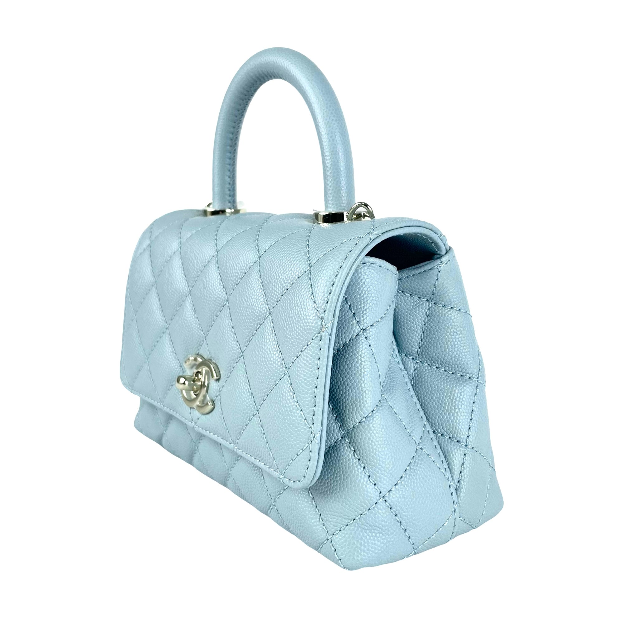 Chanel Flap Bag with Top Handle Mini Baby Blue