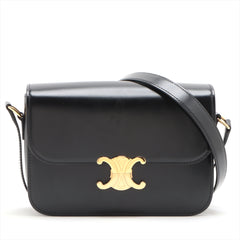 CELINE Triomphe Medium Leather Shoulder bag black