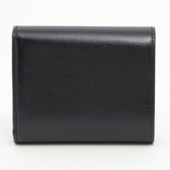 CELINE Triomphe Leather Compact Wallet Black