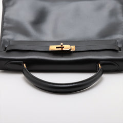 Hermes Kelly 32 Black Box Leather Circle V Stamp