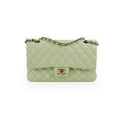 Chanel Medium Caviar Double Classic Flap Light Green