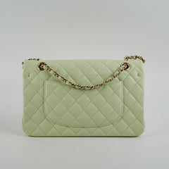 Chanel Medium Caviar Double Classic Flap Light Green