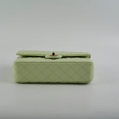 Chanel Medium Caviar Double Classic Flap Light Green