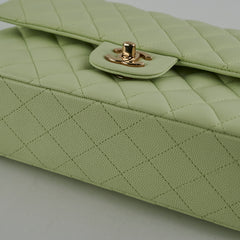 Chanel Medium Caviar Double Classic Flap Light Green