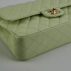 Chanel Medium Caviar Double Classic Flap Light Green