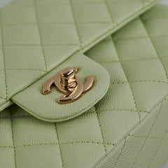 Chanel Medium Caviar Double Classic Flap Light Green