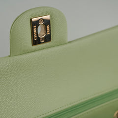 Chanel Medium Caviar Double Classic Flap Light Green