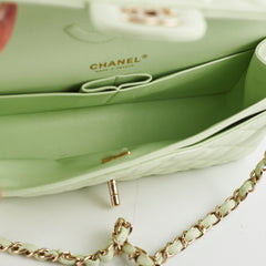 Chanel Medium Caviar Double Classic Flap Light Green