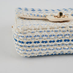 Chanel Mini Rectangular Tweed Flap Blue/White