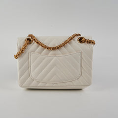 Chanel Mini 2.55 Chevron White (Microchip)