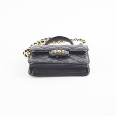 Chanel 21k Micro Top Handle Lambskin Black