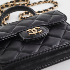 Chanel 21k Micro Top Handle Lambskin Black