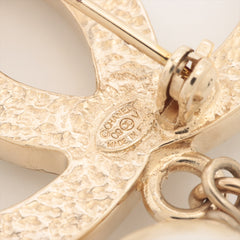 Chanel Coco Logo Gold Pearl Drop Brooch Costume Jewellery