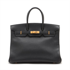 Hermes Birkin 35 Togo Black Square E Stamp