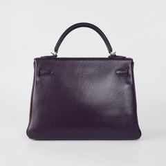 Hermes Kelly 32 Purple Clemence - I Square Stamp