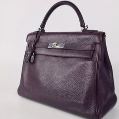 Hermes Kelly 32 Purple Clemence - I Square Stamp