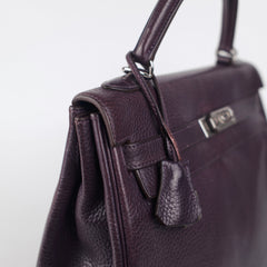 Hermes Kelly 32 Purple Clemence - I Square Stamp