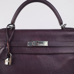 Hermes Kelly 32 Purple Clemence - I Square Stamp