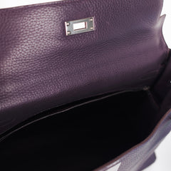 Hermes Kelly 32 Purple Clemence - I Square Stamp