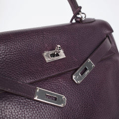 Hermes Kelly 32 Purple Clemence - I Square Stamp