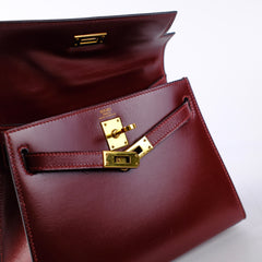 Hermes Vintage Mini Kelly 20 Rouge R Circle Stamp