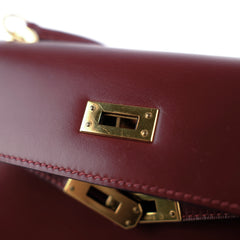 Hermes Vintage Mini Kelly 20 Rouge R Circle Stamp