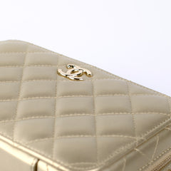 Chanel Champagne/Gold Top Handle Vanity Crossbody Bag with Mirror (Microchip)