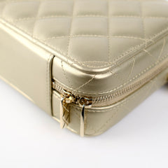 Chanel Champagne/Gold Top Handle Vanity Crossbody Bag with Mirror (Microchip)