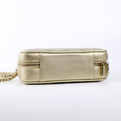 Chanel Champagne/Gold Top Handle Vanity Crossbody Bag with Mirror (Microchip)