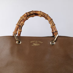 Gucci Bamboo Handle Large Tote Brown