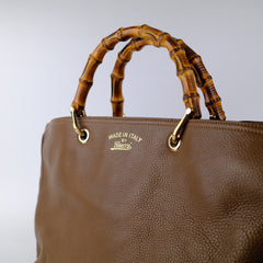 Gucci Bamboo Handle Large Tote Brown