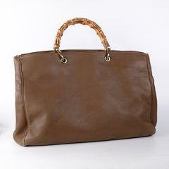 Gucci Bamboo Handle Large Tote Brown