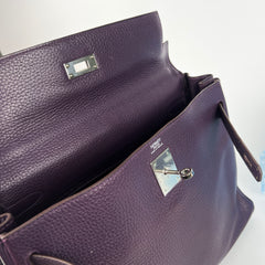 Hermes Kelly 32 Purple Clemence - I Square Stamp