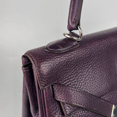 Hermes Kelly 32 Purple Clemence - I Square Stamp