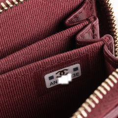 Chanel Zip Compact Wallet Burgundy (Microchip)