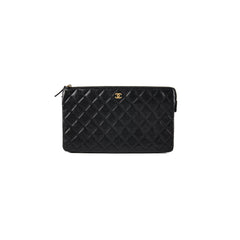 Chanel Quilted Caviar Clutch Pouch Black