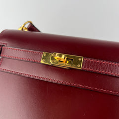 Hermes Vintage Mini Kelly 20 Rouge R Circle Stamp