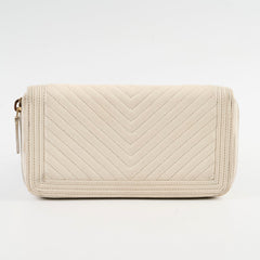 Chanel Chevron Boy Cream Long Wallet