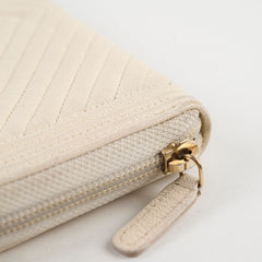 Chanel Chevron Boy Cream Long Wallet