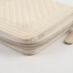 Chanel Chevron Boy Cream Long Wallet