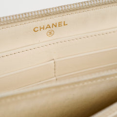 Chanel Chevron Boy Cream Long Wallet