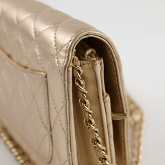 Chanel Metallic Wallet On Chain Gold