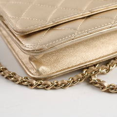 Chanel Metallic Wallet On Chain Gold