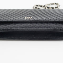 Chanel Caviar Wallet on Chain WOC Chervon Bag Black